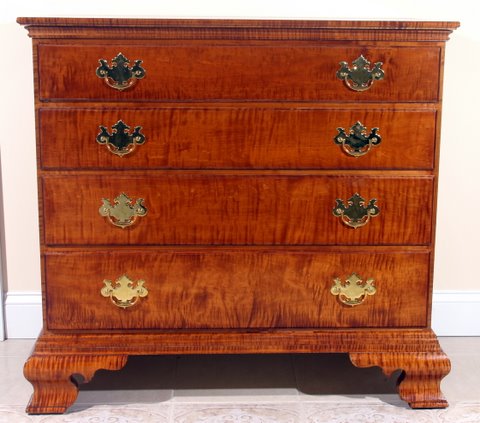 Tiger Maple Chippendale Chest